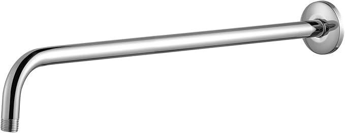 OFFO Shower Arm with Flange, 24 in Wall Mount Replacement Angle Shower Head Arm Wall-Mounted For Fixed Shower Head & Handheld Showerhead, Chrome