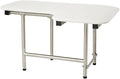32" x 22.5" White Padded Wall Mount Folding Left-Handed Transfer Bench Shower Seat with Legs, ADA Compliant
