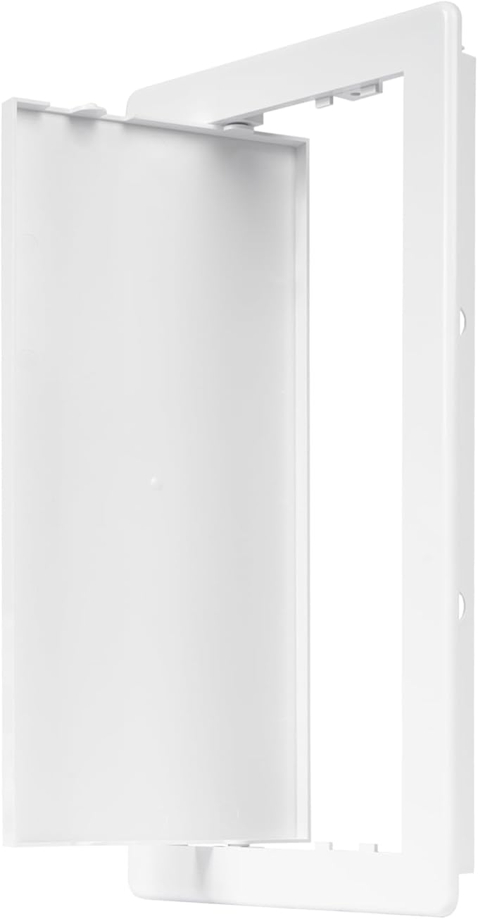 6" x 12" White Plastic Access Panel. Service Shaft Door Panel. Plumbing, Electricity, Heating, Alarm Wall Access Panel for Drywall. Bathroom Services Access Hole Cover. (6" x 12")