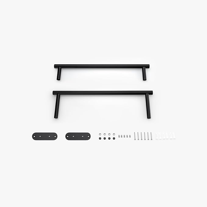 BAGNOLUX Double Towel Bar, SUS304 Towel Racks for Bathroom Wall Mounted 2-Tiers Ladder Towel Rails, Space Saving Bathroom Towel Holder Shelves Rack, Long Towel Hanger (16“-Round-Matte Black)