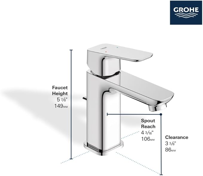 Grohe 101898EN00 Cubeo Single Hole Single Handle S-Size Bathroom Faucet, 1.2 GPM, Brushed Nickel