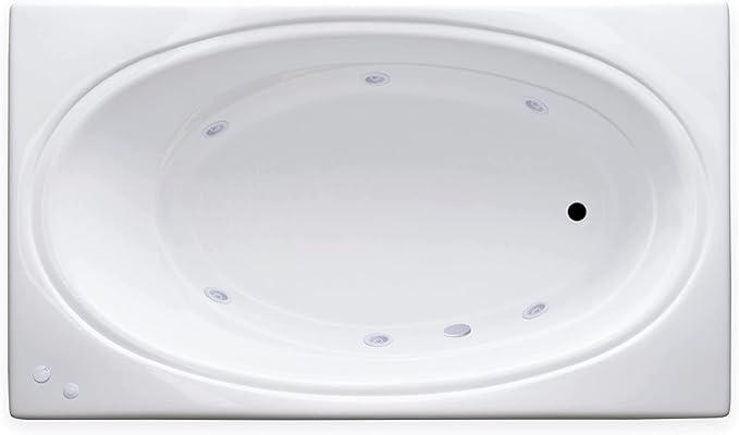 Carver Tubs - SR7242 - Modern Acrylic Fiberglass Whirlpool Water Massage Bathtub, 12 Jet w/Heater - White Acrylic Rectangle Bath Tub - Deep Relaxing Soak - 71"L x 48"W x 19.5"H