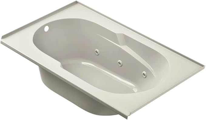 Jacuzzi SIGNATURE Acrylic Drop-In Bathtub, Jet Massage Tub, Slip Resistant, Left Drain Placement, 60" (L) x 36" (W), Rectangle, 3-Tile Flange, Oyster