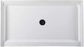 Westbrass SP6036WP-62 60" x 36" 3-Wall Shower Pan with Plastic Center Drain and 4-1/4" Cross Grid Brass Drain Cover, Matte Black