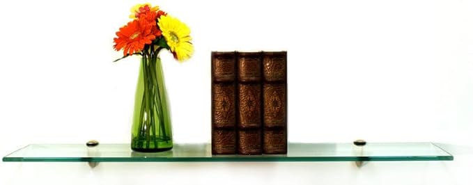 Spancraft Glass P-8x24-Brass Peacock Glass Shelf, Brass, 8" x 24"