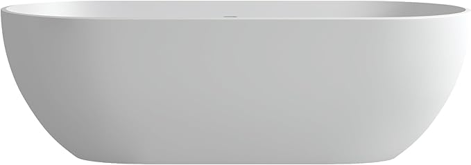 69'' Freestanding Tubs Bathtub Solid Surface Resin Stone Bathtubs soaker Tubs Oval Shaped Matte Luxury Modern Soaking Tub with Overflow and Pop-up Drain - White…