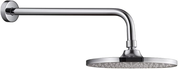 16 Inch Shower Arm with Flange,Stainless Steel 90 Degree Rain Shower Head Extension Arm,Wall-Mounted Shower Head Arm for Fixed Shower Head,Chrome