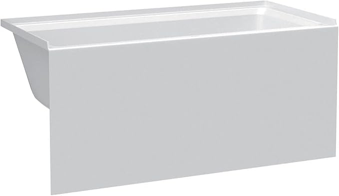 Fine Fixtures Acrylic, Fiberglass Alcove Soaking Bathtub with Integral Apron Front - Drain Included (54" x 30", Left Hand, White)
