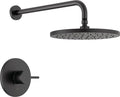 Delta Modern 14 Series Round Rain Shower Faucet Set, Matte Black Shower Head and Handle Set, Valve Trim Kit, Matte Black T14269-BL-PP (Valve Not Included)