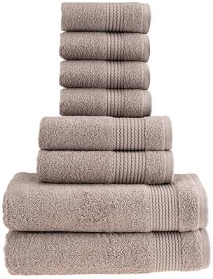 HALLEY Turkish Cotton Towels (Set of 8) 2 Bath Towels 2 Hand Towels 4 Washcloths, Super Soft Highly Absorbent 100% Cotton Towels for Bathroom and Kitchen for Mother’s Day (Taupe)