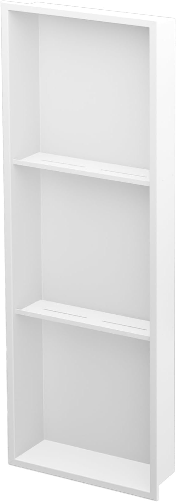 Neodrain 12X36 Inch Shower Niche, White 3-Tier Stainless Cubby NO Tile Needed Recessed Niche Shower for Bathroom Storage, Waterproof Wall Shelf