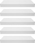 33 Inch Floating Shelves for Wall, 16 Inch Deep Hanging Shelf, Large Display & Storage Shelf for Bathroom, Bedroom, Living Room, Set of 5 (White, 33 Inch)