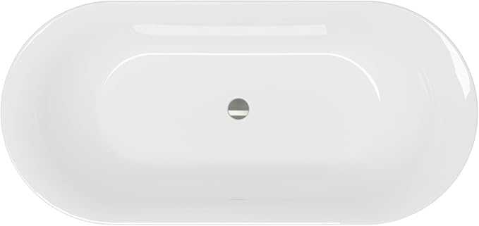 FerdY Nami 67" Acrylic Freestanding Bathtub, V Shape Freestanding Soaking Acrylic Bathtub, Modern White, Brushed Nickel Pop-Up Drain and Minimalist Design Overflow, cUPC Certified