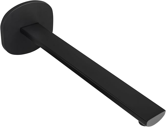PHASAT Shower Arm with Flange,Stainless Steel Shower Head Extension Arm Replacement,Shower Arm Extension Wall-Mounted,Matte Black,PU9H04