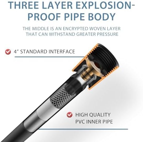 Shower Hose PVC,Explosion Proof Anti Winding Showerhead Hoses Extra Long,Used In Showerheads Spray Bidet Bathing Toilet Cleaning Pet Flexible Rv Shower Hose Replacement (Black, 39 In)