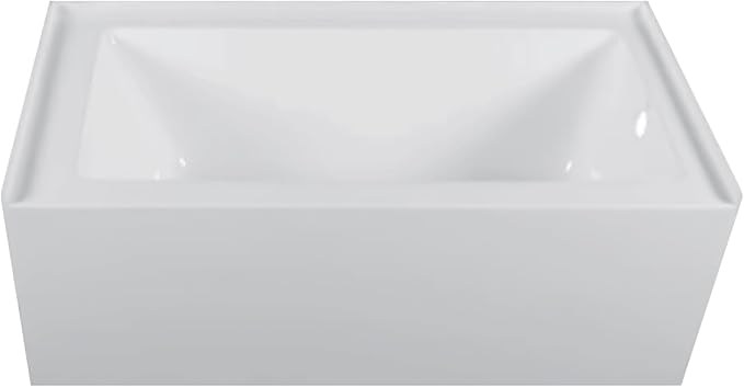 Fine Fixtures Acrylic, Fiberglass Alcove Soaking Bathtub with Integral Apron Front in Glossy White - Right Hand Drain, 72" x 32"