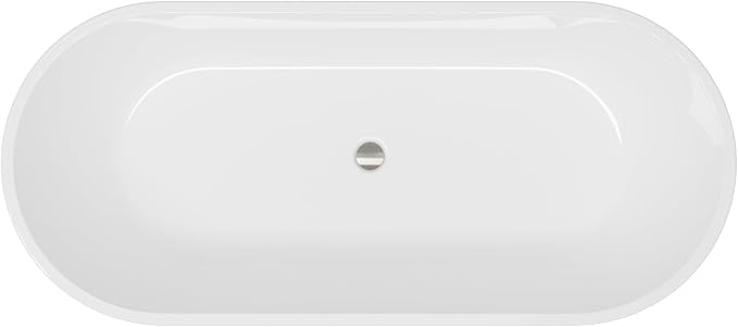 FerdY 67" Bali Elite Acrylic Freestanding Bathtub, Gracefully Shaped Freestanding Soaking Bathtub, Toe-Tap Brushed Nickel Drain and Minimalist Linear Design Overflow Included, cUPC Certified