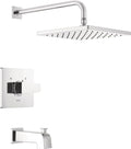 Delta Faucet Modern Raincan Square Single-Function Tub and Shower Trim Kit, Tub Faucet Set, Rainfall Shower Head, Delta Shower Trim Kit, Chrome T14468-PP (Valve Not Included)