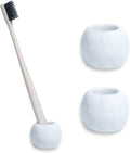Marble Mini Toothbrush Holder Stand for Bathroom - 2 Pack Divided Tooth Brushing Holder -Electric Tooth Brush Head Holder Razors Holder for Countertops Organizer