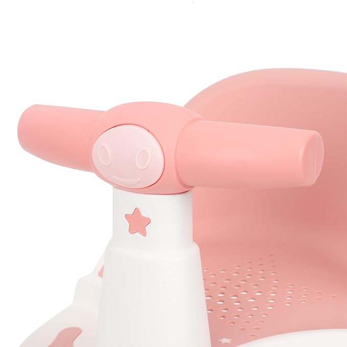 Bath Seat with Suction Cups for Stability Non-Slip Shower Chair Comfortable Sit-up Support Bathtub Seat for Newborns and Boy Girl Bathing Essential in Pink
