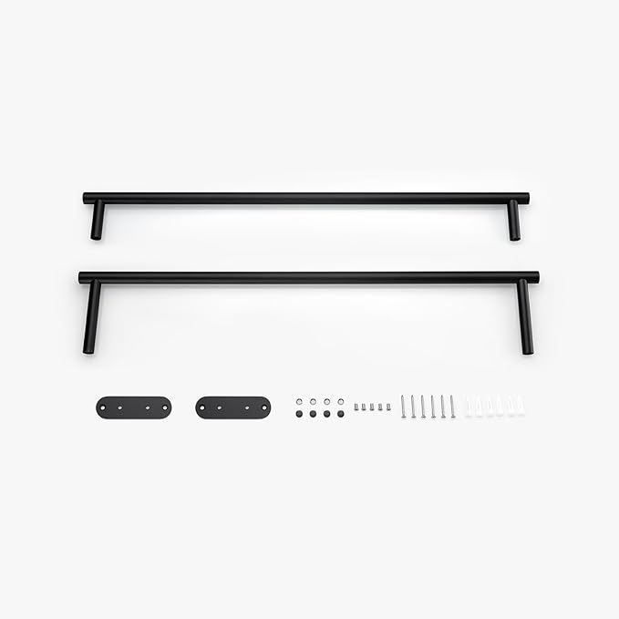 BAGNOLUX Double Towel Bar, SUS304 Towel Racks for Bathroom Wall Mounted 2-Tiers Ladder Towel Rails, Space Saving Bathroom Towel Holder Shelves Rack, Long Towel Hanger (24“-Round-Matte Black)