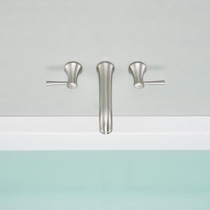 Wall Mount Tub Filler Brass Tub Faucet Brushed Nickel Bathroom Bathtub Faucets with 2 Handles
