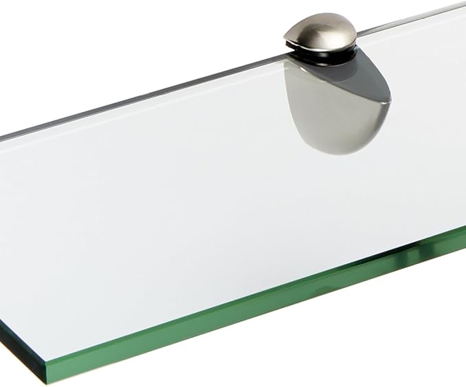 Spancraft Glass P-6x12-Brushed Steel Peacock Glass Shelf, Brushed Steel, 6" x 12"