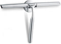 Shower Squeegee for Glass Doors, 12" Stainless Steel Squeegees for Shower Doors, Bathroom, Window and Car Glass, All-Purpose Cleaning Squeegee with Matching Hooks Holder, 1 Replacement Squeegee Blade