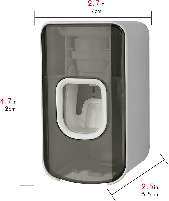 2 Slot Toothbrush Holder and Toothpaste Dispenser Wall Mounted, Automatic Toothpaste Squeezer, 2 in 1 Tooth Brush Toothpaste Organizer for Shower (Grey)