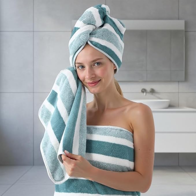 REDKISS Ultra Soft Bath Towel Set 6-Piece 35"x70" | 100% Microfiber, Highly Absorbent | Quick Dry Towels for Bathroom, Spa, Gym | 2 Bath, 2 Hand, 2 Washcloths | Green