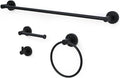 Matte Black Bathroom Hardware Set 4 Piece Towel bar Set,Towel Rack for Bathroom Wall Mounted Adjustable Expandable 24 inch Towel Holder Robe Hook Towel Ring Toilet Paper Holder