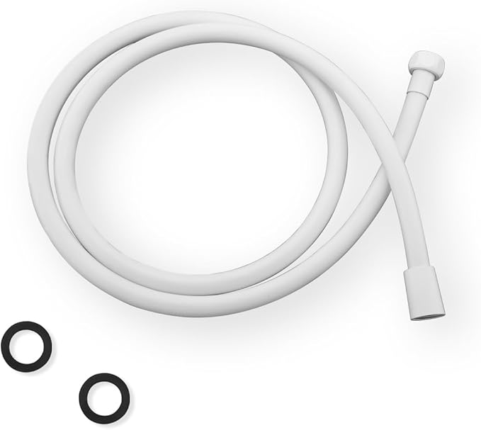 PVC Shower Hose 59 Inches Shower Hose Extra Long Used In Showerheads Spray Bidet Bathing Toilet Cleaning Pet Flexible Showerhead Hoses Replacement Chorme Showerhose For Rv Bidet Hoses(White, 59 In)