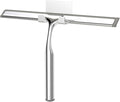 Shower Squeegee for Glass Doors, Stainless Steel Shower Squeegee for Bathroom, Window and Tiles, All-Purpose Squeegee with Adhesive Hook-10”, Chrome