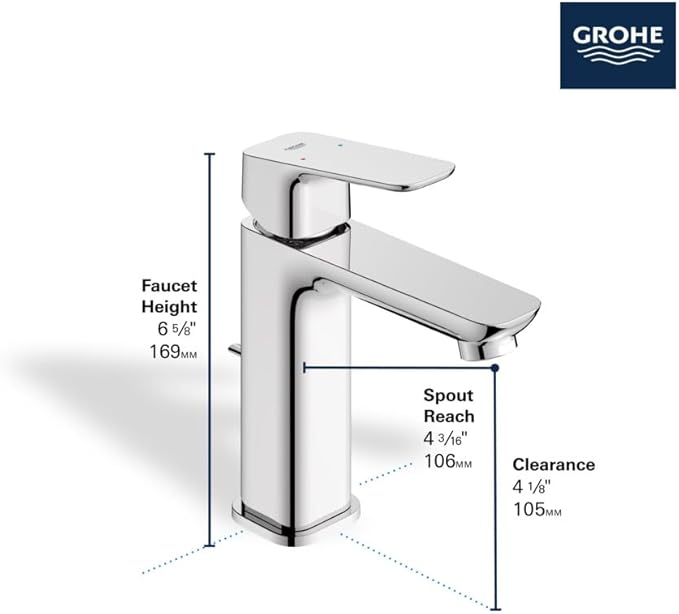 Grohe 101920GN00 Cubeo Single Hole Single Handle M-Size Bathroom Faucet, 1.2 GPM, Brushed Gold