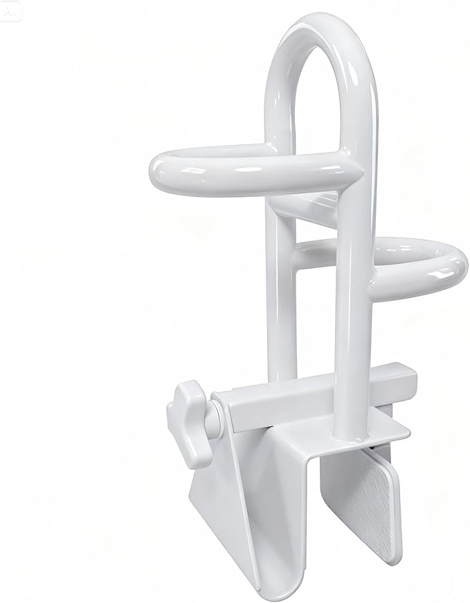 Adjustable Triple Grip Bathtub Grab Bars for Seniors, Clamp-On Safety Handrail for Handicap & Elderly, Fits 3-7Inch+ Thick Walls, Bathroom Balance Support for Family Safety