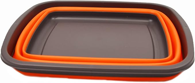 SAMMART 10L (2.6 Gallons) Collapsible Tub - Foldable Dish Tub - Portable Washing Basin - Space Saving Plastic Washtub (Brown/Orange, 1)