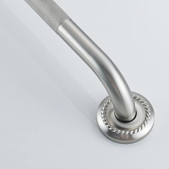 Anti Slip Shower Grab Bar, 24-Inch Toilet Textured Sturdy Hand Rail, Stylish Bathroom Armrest, Brushed Nickel Finish, Multi Function Assist Handle