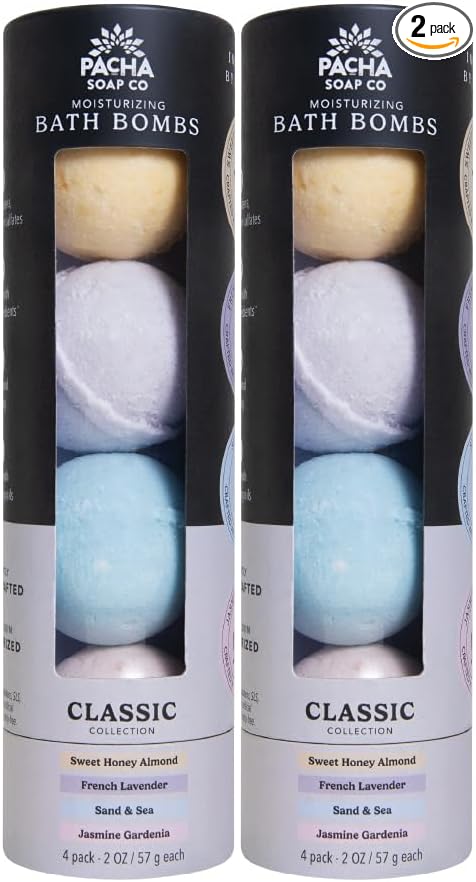 Pacha Soap Co. Froth Bath Bombs - Calm Bundle, Scents of Jasmine, Clary Sage, and Lavender, Handcrafted Aromatherapy Bath Bombs, Moisturizing, Naturally Inspired & Made in The USA, 2-Pack (8 Pieces)