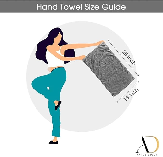 Ample Decor Hand Towel 18 X 28 Inch 600 GSM 100% Cotton, Soft Absorbent Hand Towels - Set of 6 - Navy Blue