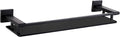 LANC Black Bathroom Shelves Glass Shelf 20-Inch Floating Tempered Glass Shelf Rectangular Modern Stainless Steel Wall Mounted Shelves for Shower Bathroom Kitchen Organizers Accessories ，A7613AB