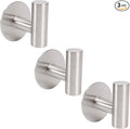 TocTen Bath Towel Hook, Strong Self Adhesive Robe Hook, SUS 304 Stainless Steel Stick on Wall Coat/Clothes Hook No Drilling, Shower Wall Hook for Bathroom Kitchen Office Closet(Brushed Nickel, 3 Pack)