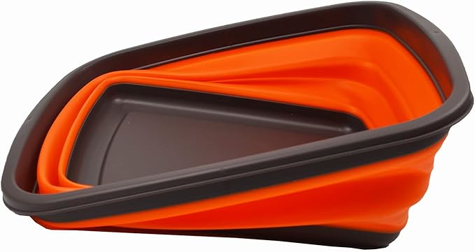 SAMMART 10L (2.6 Gallons) Collapsible Tub - Foldable Dish Tub - Portable Washing Basin - Space Saving Plastic Washtub (Brown/Orange, 1)