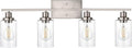 4-Lights Modern Vanity Light Fixtures for Bathroom Over Mirror, Farmhouse 31-Inches Length Seeded Glass Bath Wall Sconce Lighting in Brushed Nickel