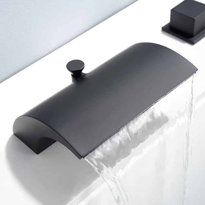 sumerain Black Roman Tub Faucet Waterfall Bathtub Faucet With Hand Shower, High Flow Rate