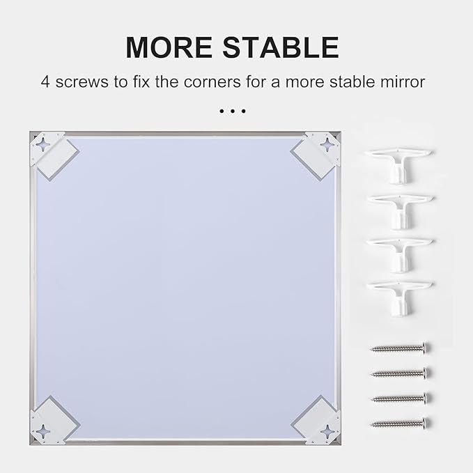 20x36 Inch Silver Bathroom Mirror - Copper-Free Mirror, Aluminum Alloy Frame Vanity Rectangle Wall Mounted Modern Mirror for Bedroom/Living Room/Porch Horizontal or Vertical