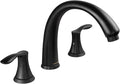 Lava Odoro Black Roman Tub Faucet with Valve, 8 inch Widespread Bathtub Faucet with Valve, High Flow 2 Handle Deck Mount Tub Faucet, Solid Brass 3 Hole Bath Tub Filler TF405-MB