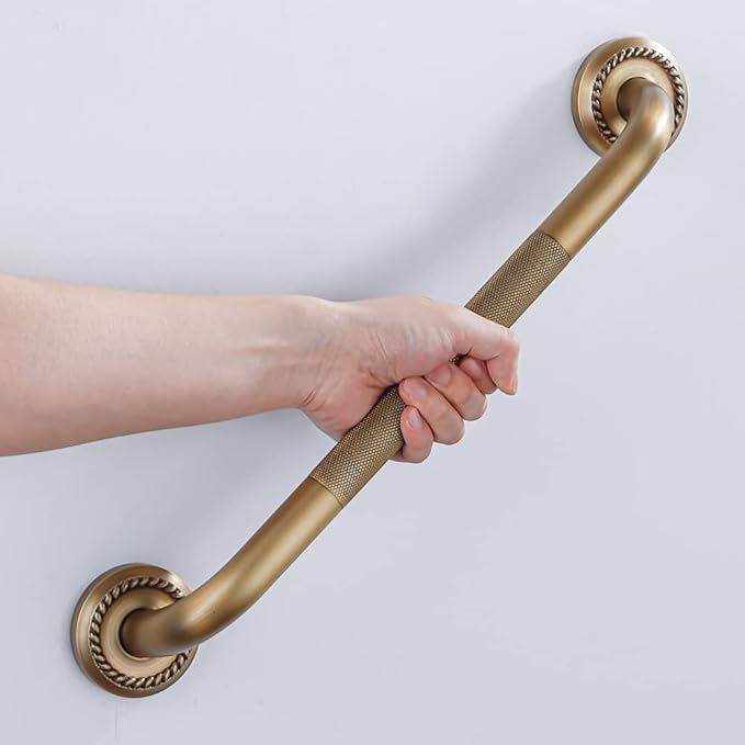 Heavey Duty Grab Bar, 24-Inch Sturdy Hand Rail, Stylish Bathroom Armrest, Antique Brass Finish, Good for Senior, Kids, Elderly