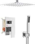 Deluxe Shower Faucet Set, Rain Shower System, 10 inch Ceiling Shower Faucet with Handheld Shower Head, Polished Chrome