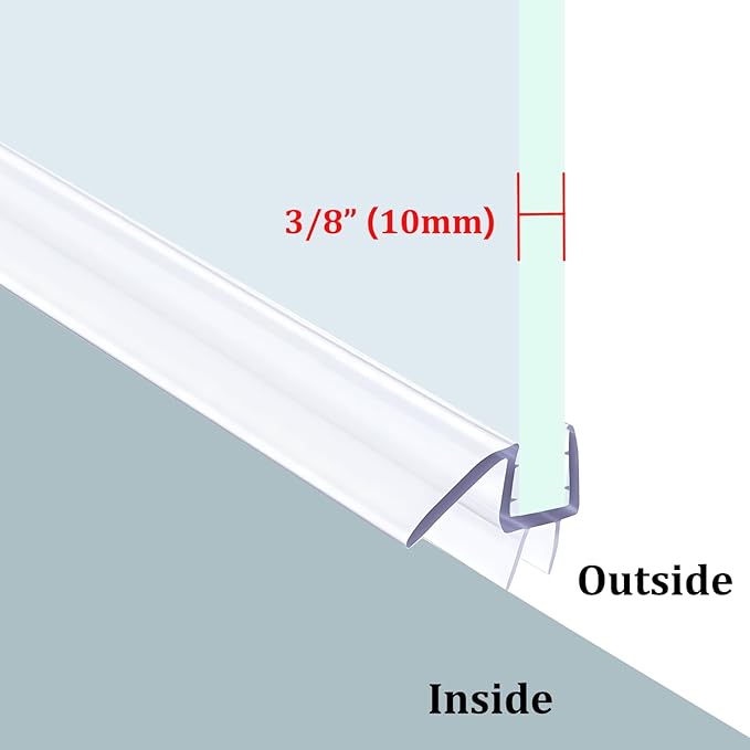 36" Shower Door Bottom Seal Strip for 3/8" (10mm) Glass – Ultra Clear Polycarbonate Shower Door Sweep, Single Pack