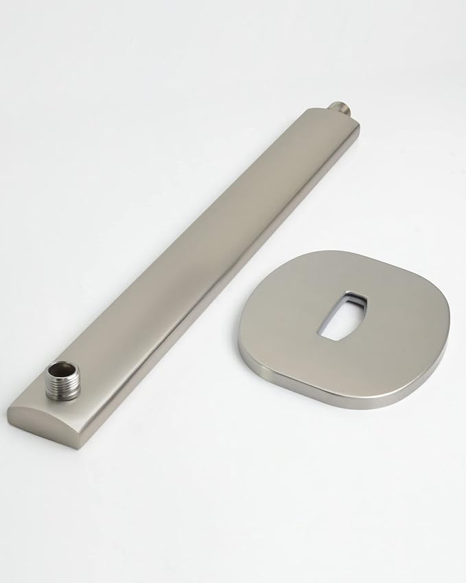 PHASAT Shower Arm Extension with Flange,Stainless Steel Shower Head Extension Arm,Wall-Mounted Shower Extension Replacement,Brushed Nickel,PU9L04